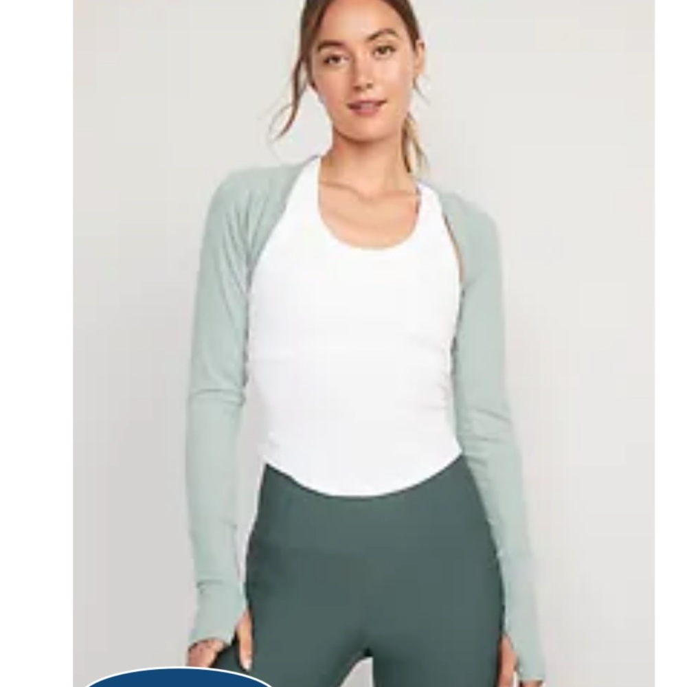 Old Navy Ultralite Go Dry Super Cropped Long Sleeve Workout Coverup Bolero